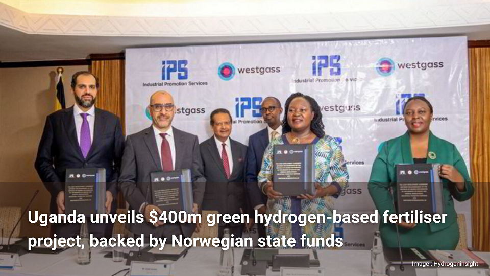 "L'Ouganda dévoile un projet d'engrais vert à base d'hydrogène de 400 millions de dollars..."